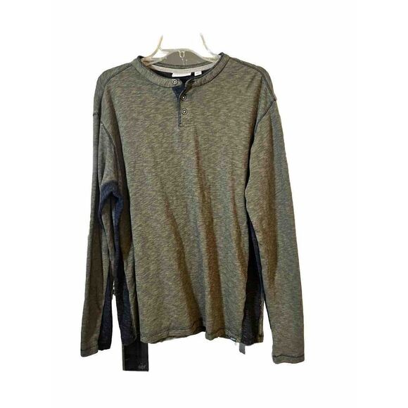 Rowm Henley Shirt Mens Large Blue Cotton Fitted Long Sleeve Pullover. X - Picture 1 of 8